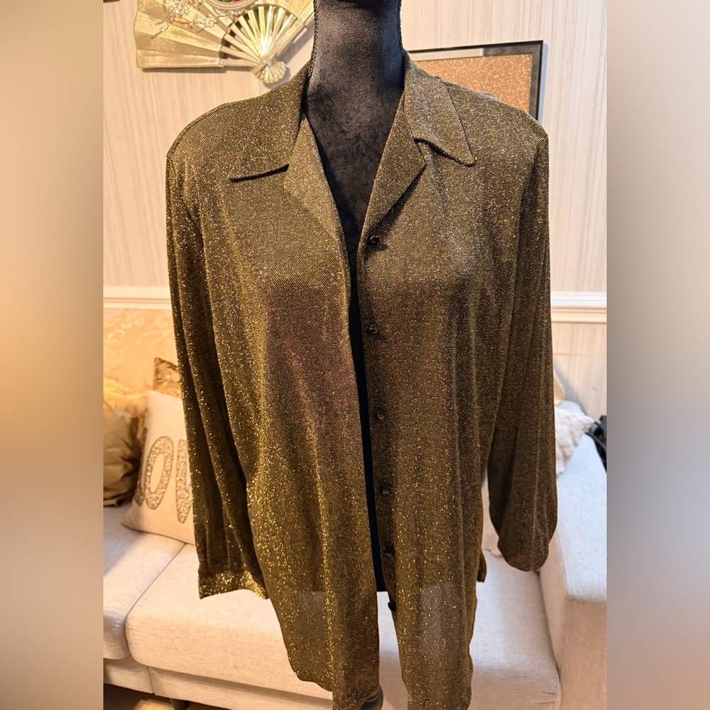 Alfred Dunner Metallic Gold Blouse